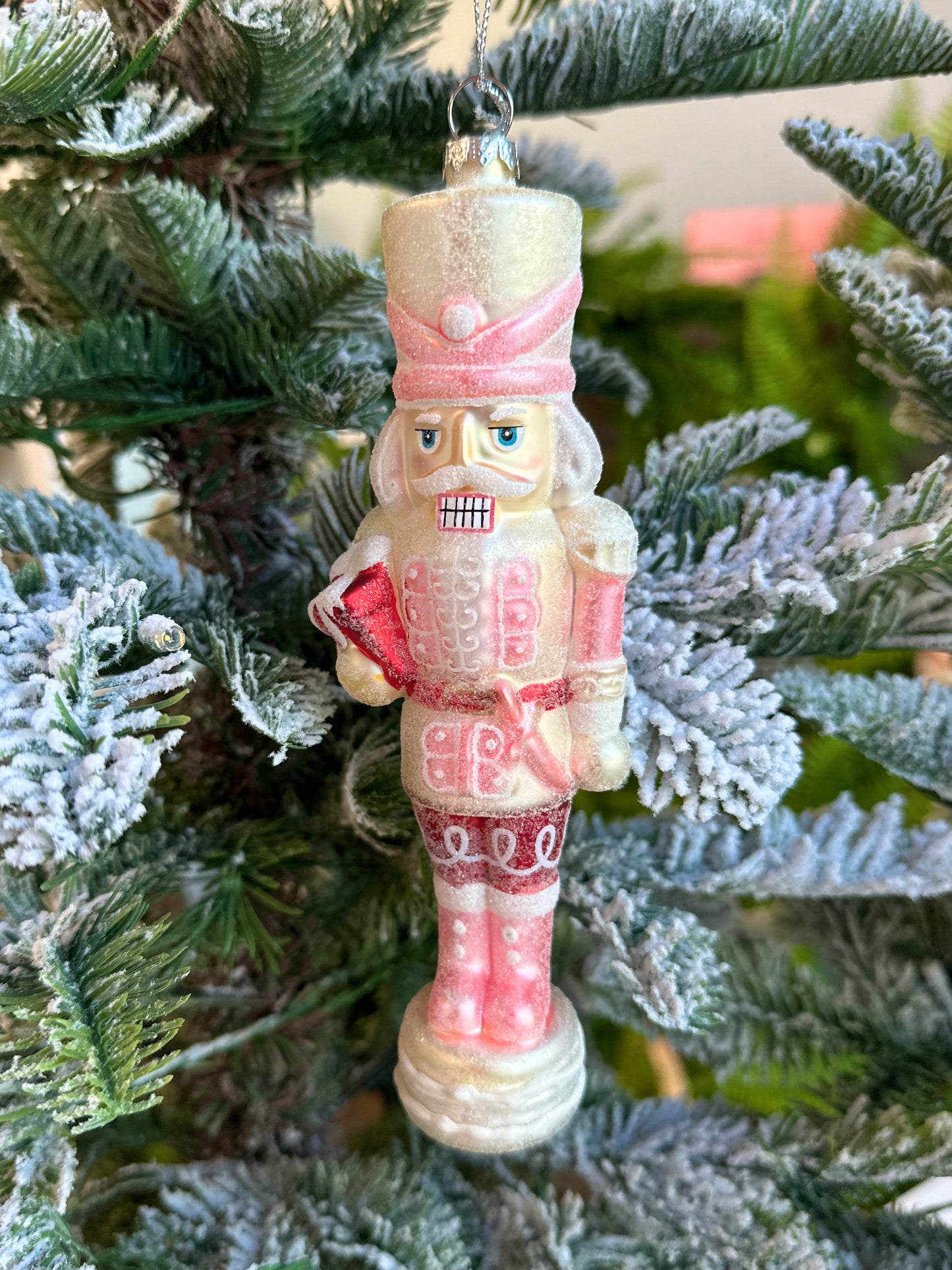 7" Glitter Nutcracker Glass Ornament