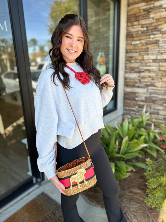 Lisi Lerch Charlotte Crossbody Small - Black and Red Layer with Bulldog