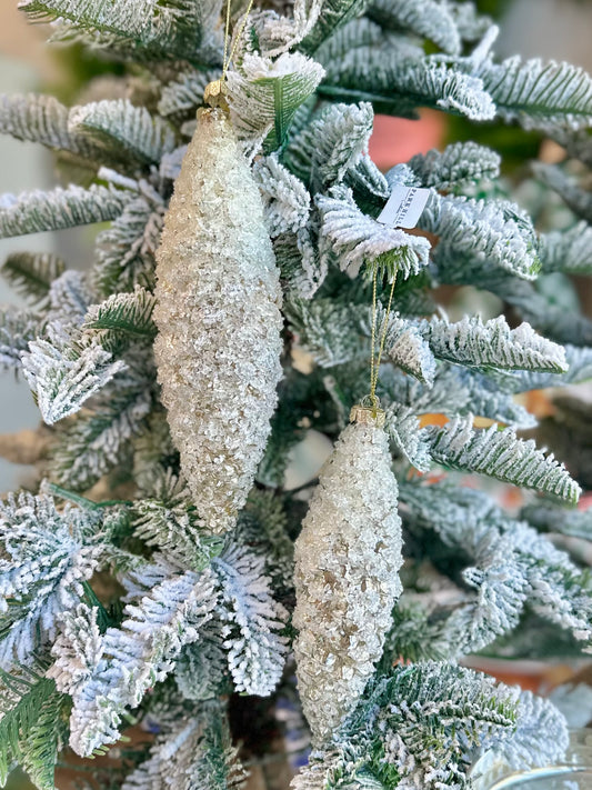 Frosted Pinnacle Pine Cone Glass Ornament