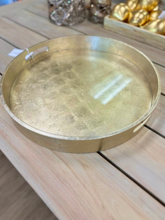 Champagne foiled round tray.