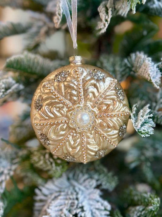 Fleurs Pattern Pearl Glass Ornament