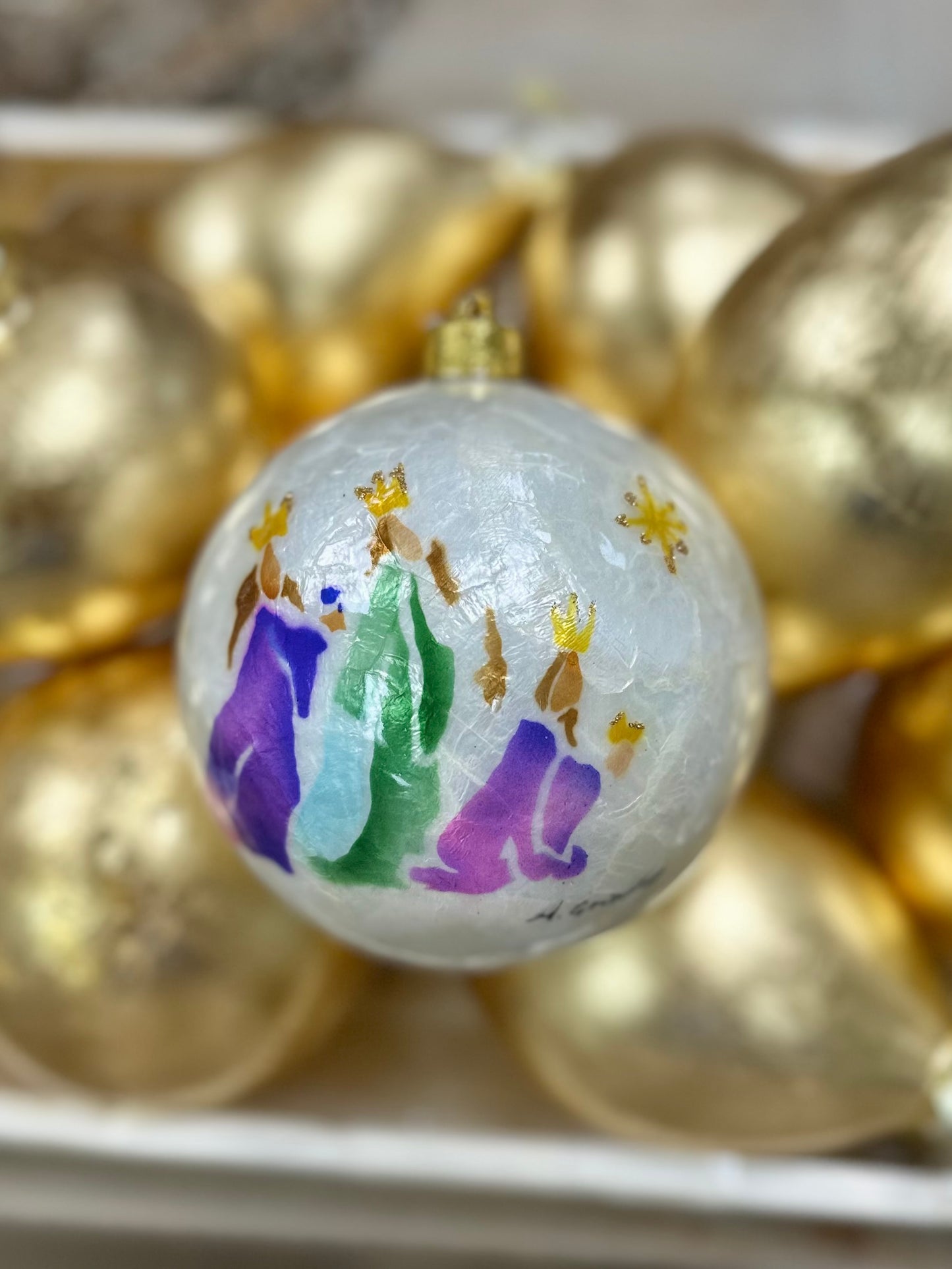 Hand-painted Capiz Watercolor Nativity Scenes