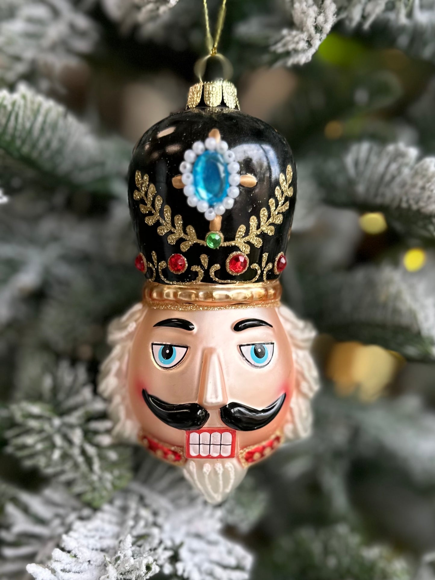 Glass Nutcracker Ornament, 3 color options