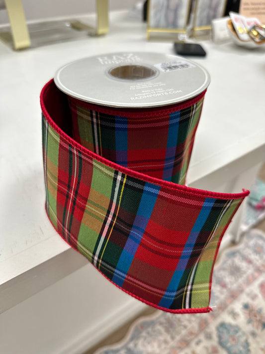 4" X 10 Yds Plaid Wired Ribbon