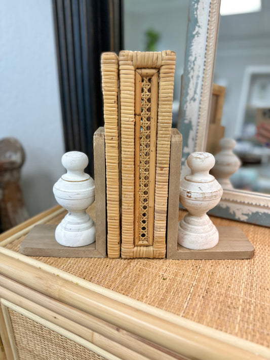 Set of Wood Finial Bookends