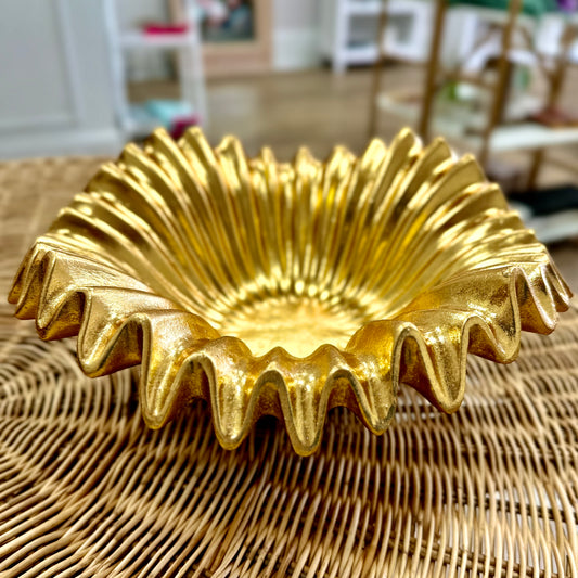 12" Gold Ruffled Planter/Bowl