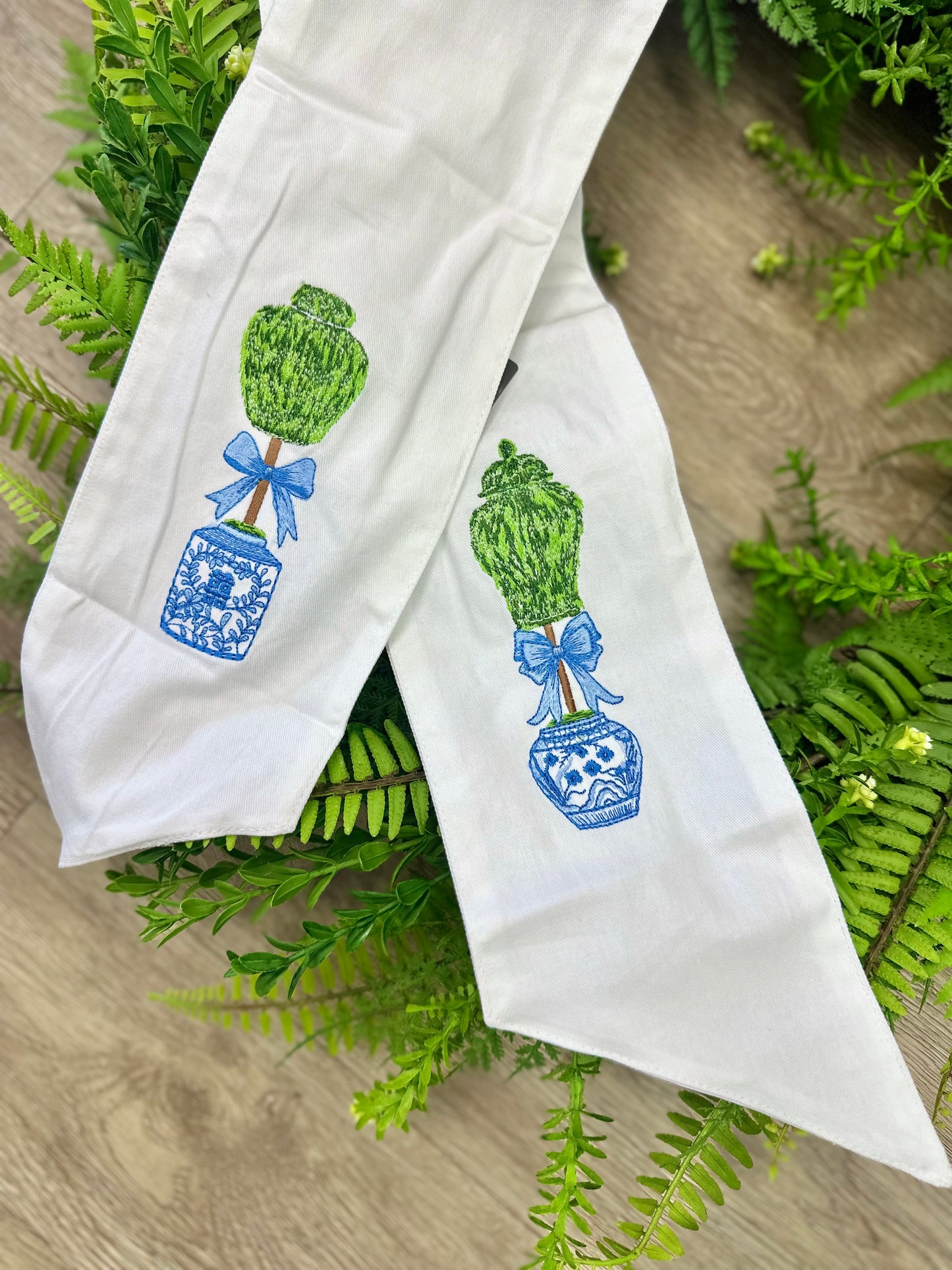 Wreath Sash 59", 2 assorted embroidered themes.