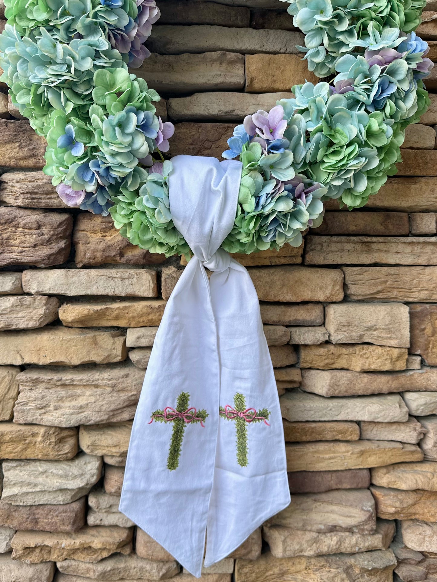 Wreath Sash 59", 2 assorted embroidered themes.