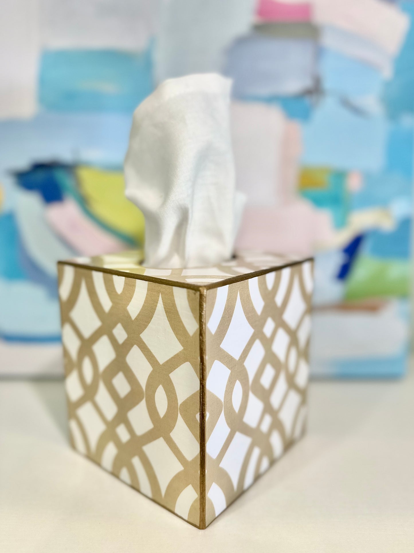 Tan Madison Tissue Box Cover