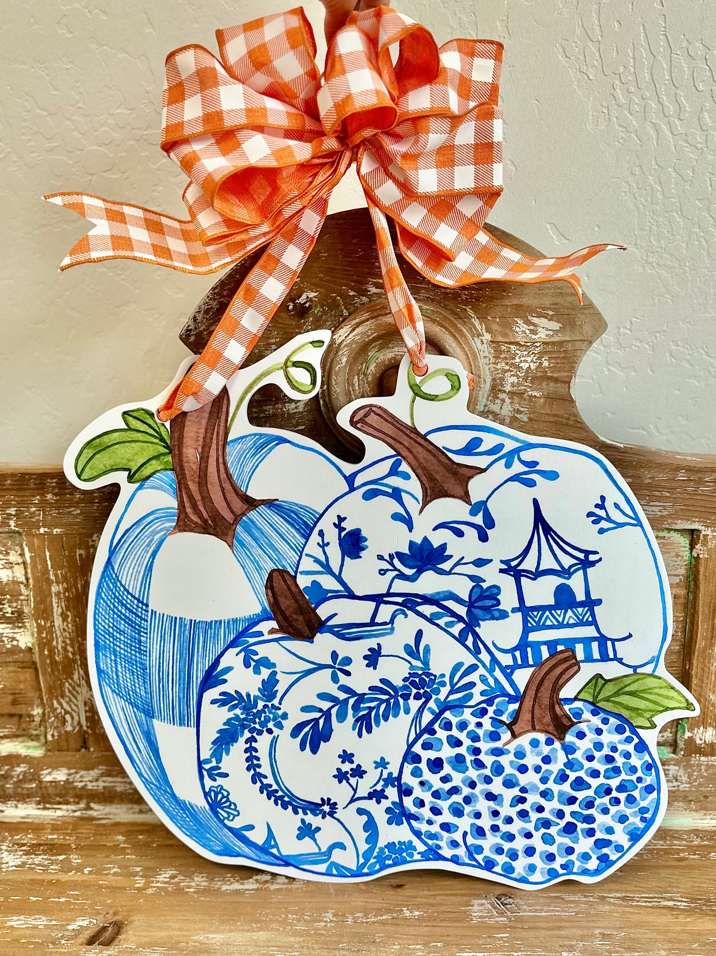 Jeannie Blue Pumpkins Door Hanger