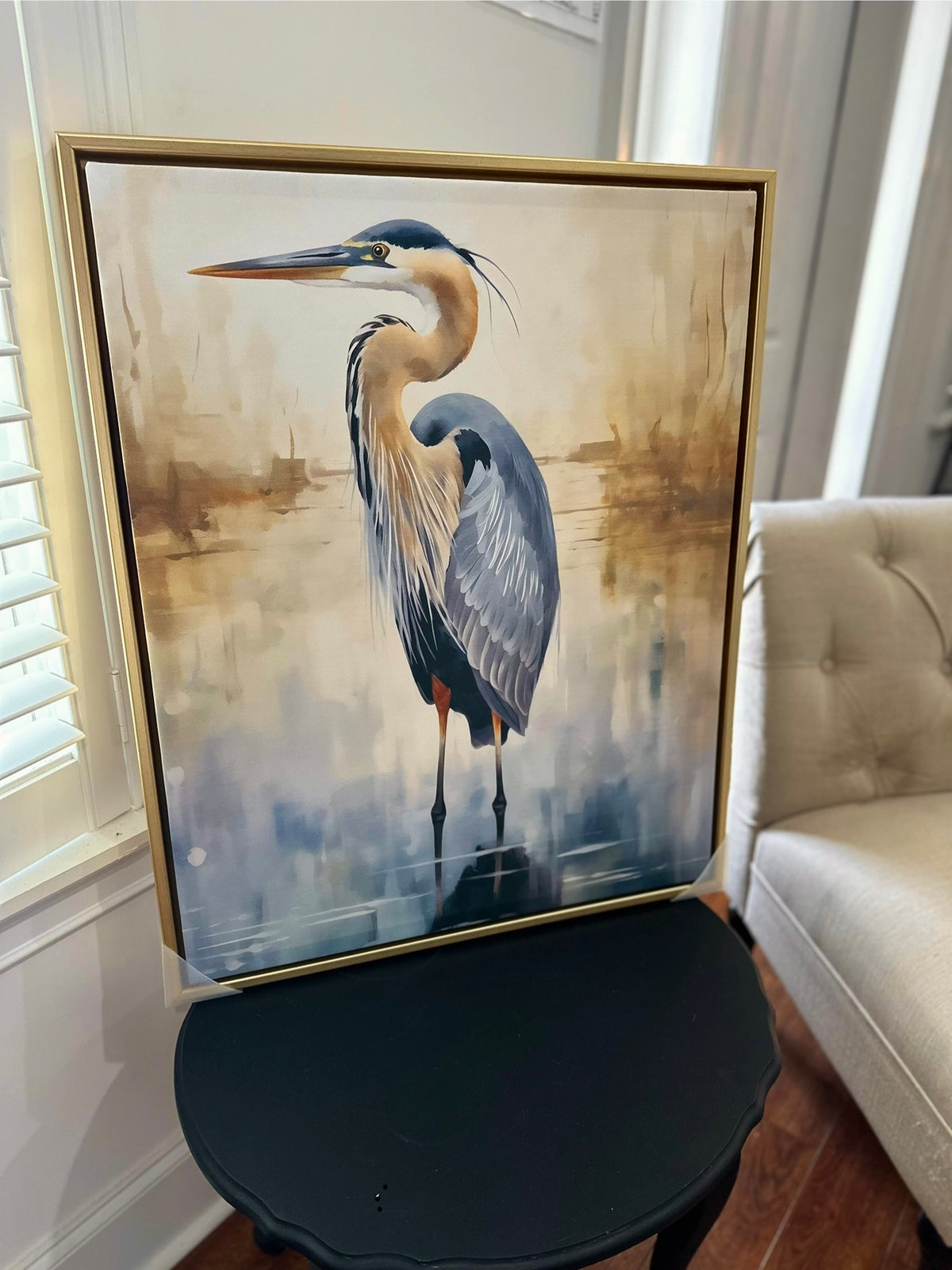 Peaceful Heron over Abstract