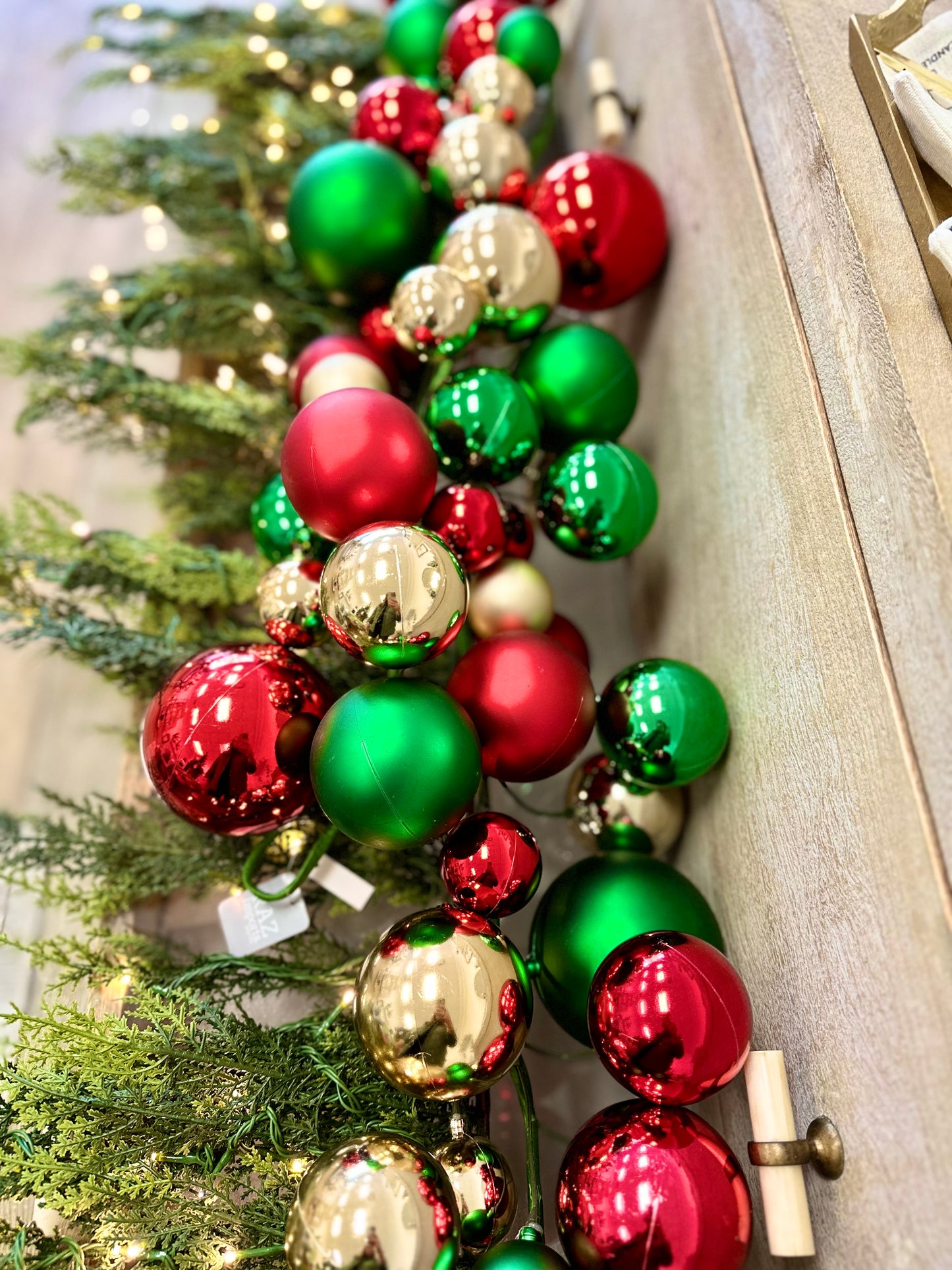 4' Red, Green and Gold Shatterproof Ball Garland