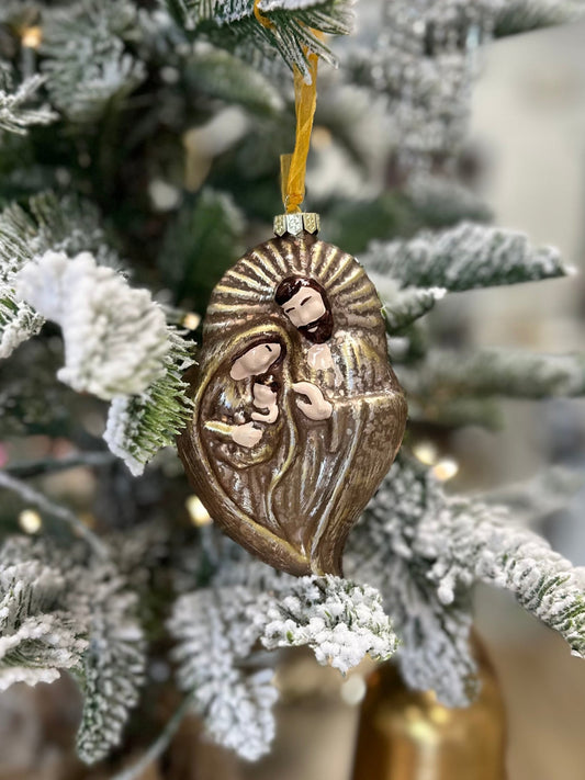 Holy Family Glass Ornament