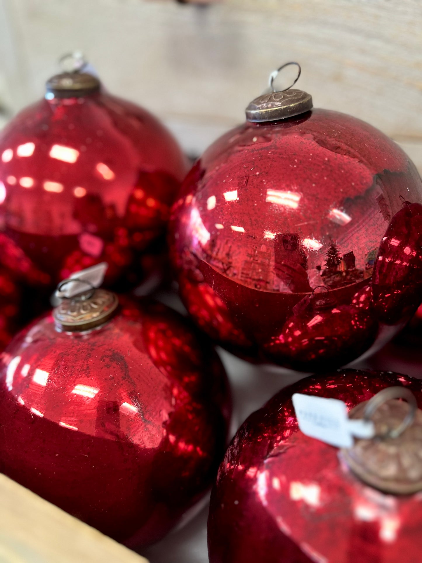 Antique Shiny Ruby Glass Ball Ornament, Extra Large