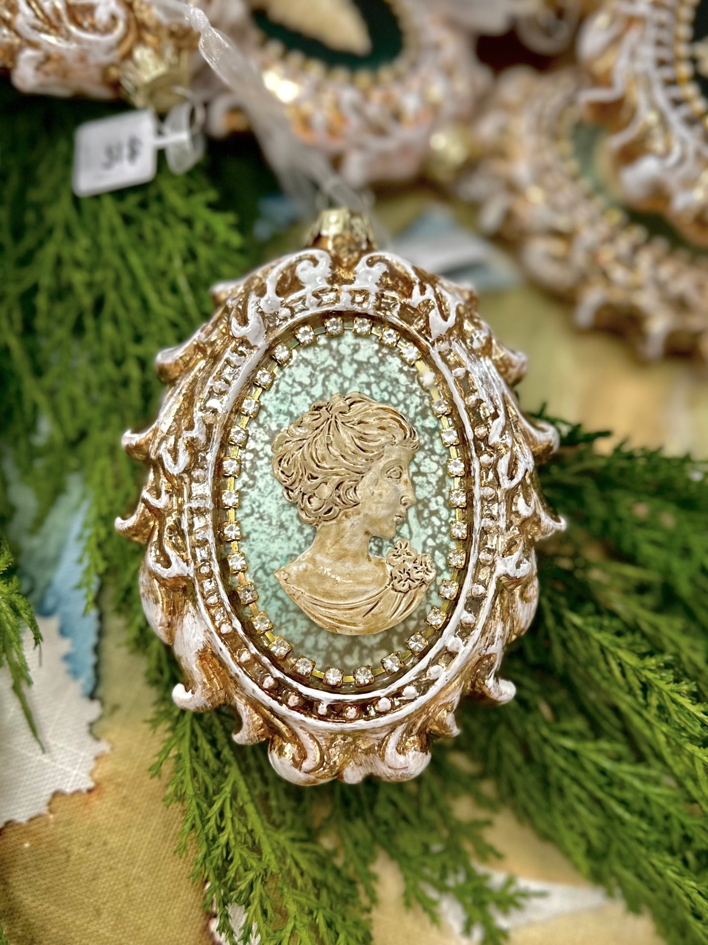 Framed Cameo Glass Ornament, assorted