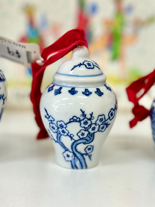 Chinoiserie Porcelain Ginger Jar Ornament