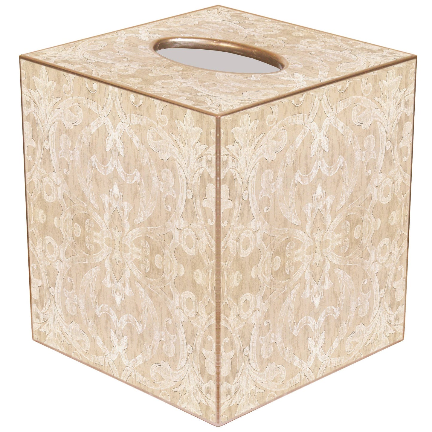 Beige Damask Tissue Box Cover