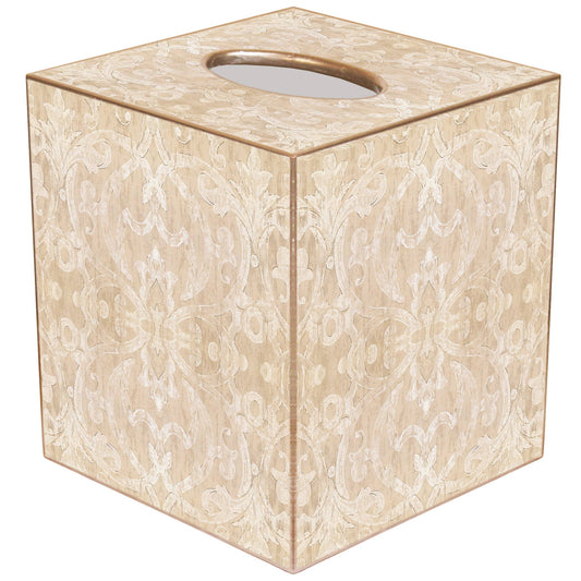 Beige Damask Tissue Box Cover
