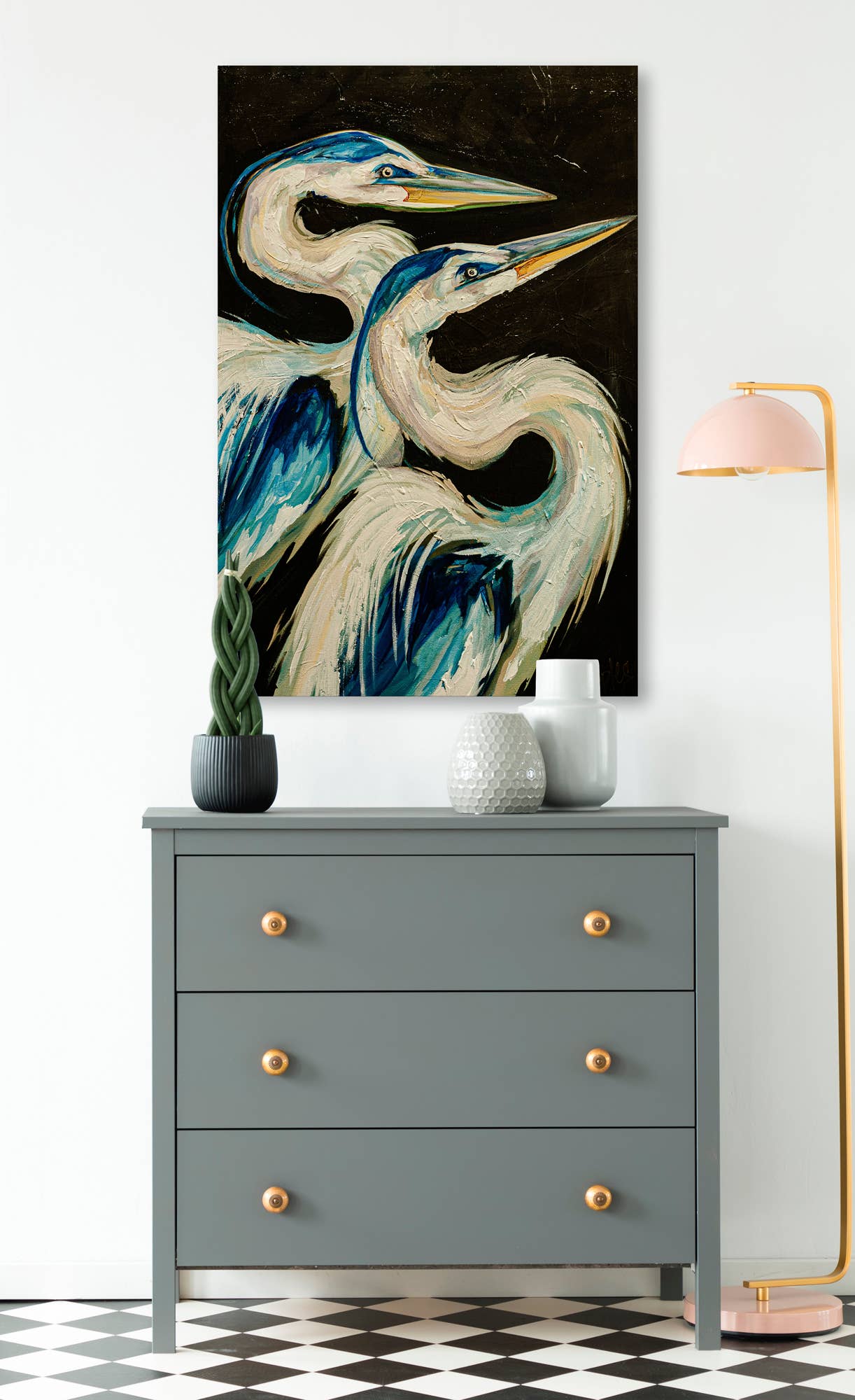 Nesting Herons Stretched Canvas 30"x20"