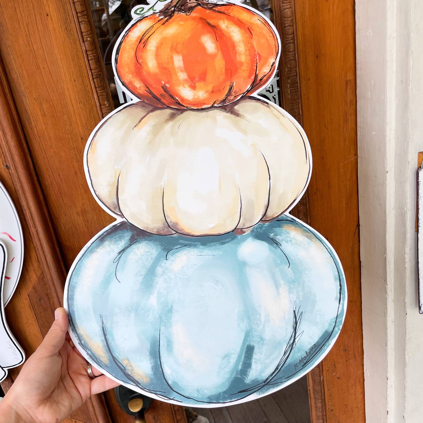 Pumpkin Stack Door Hanger - Fall Cute Outdoor Decor