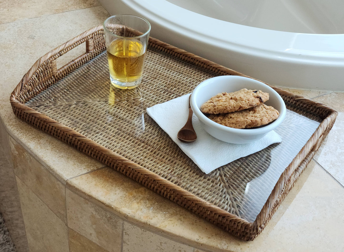 Artifacts Rattan™ Rectangular Tray & Glass Insert