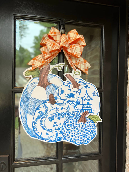 50% OFF! Jeannie Blue Pumpkins Door Hanger