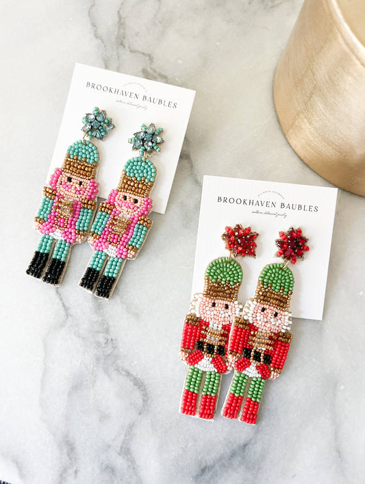 Nutcracker beaded Earrings (2 color options)