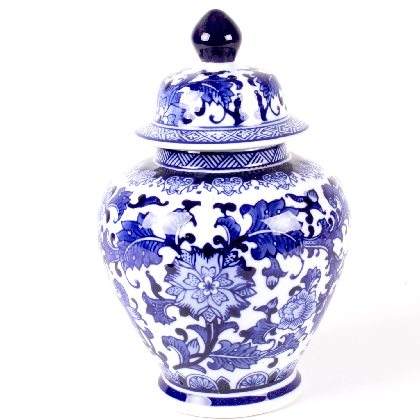 Blue Chinoiserie Ginger Jar - Large 11” x 6.5” x 6.5”