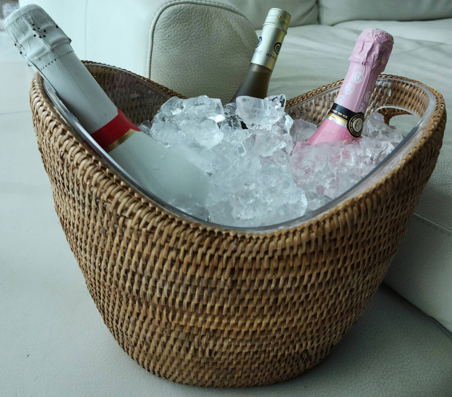 Artifacts Rattan Champagne Bucket with Acrylic Insert