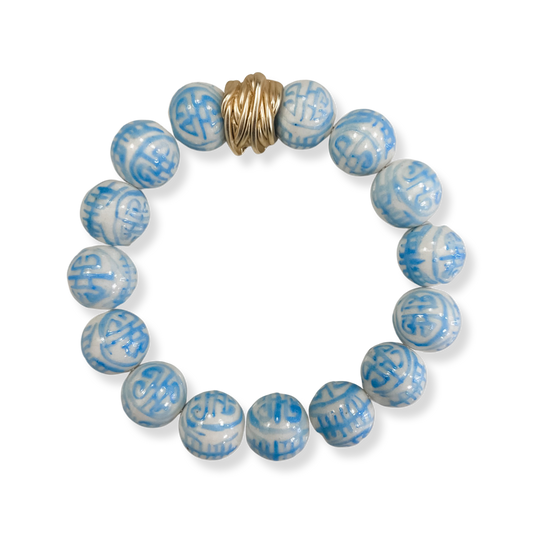 Chinoiserie Beaded Bracelet, Pale Blue