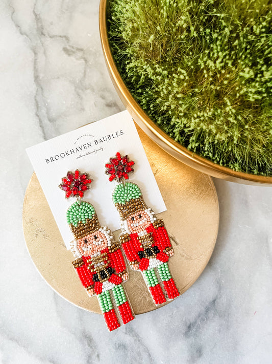 Nutcracker beaded Earrings (2 color options)