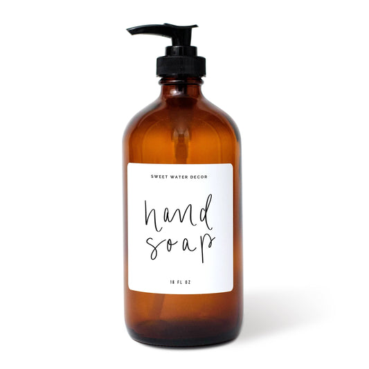 16oz Amber Glass Hand Soap Dispenser