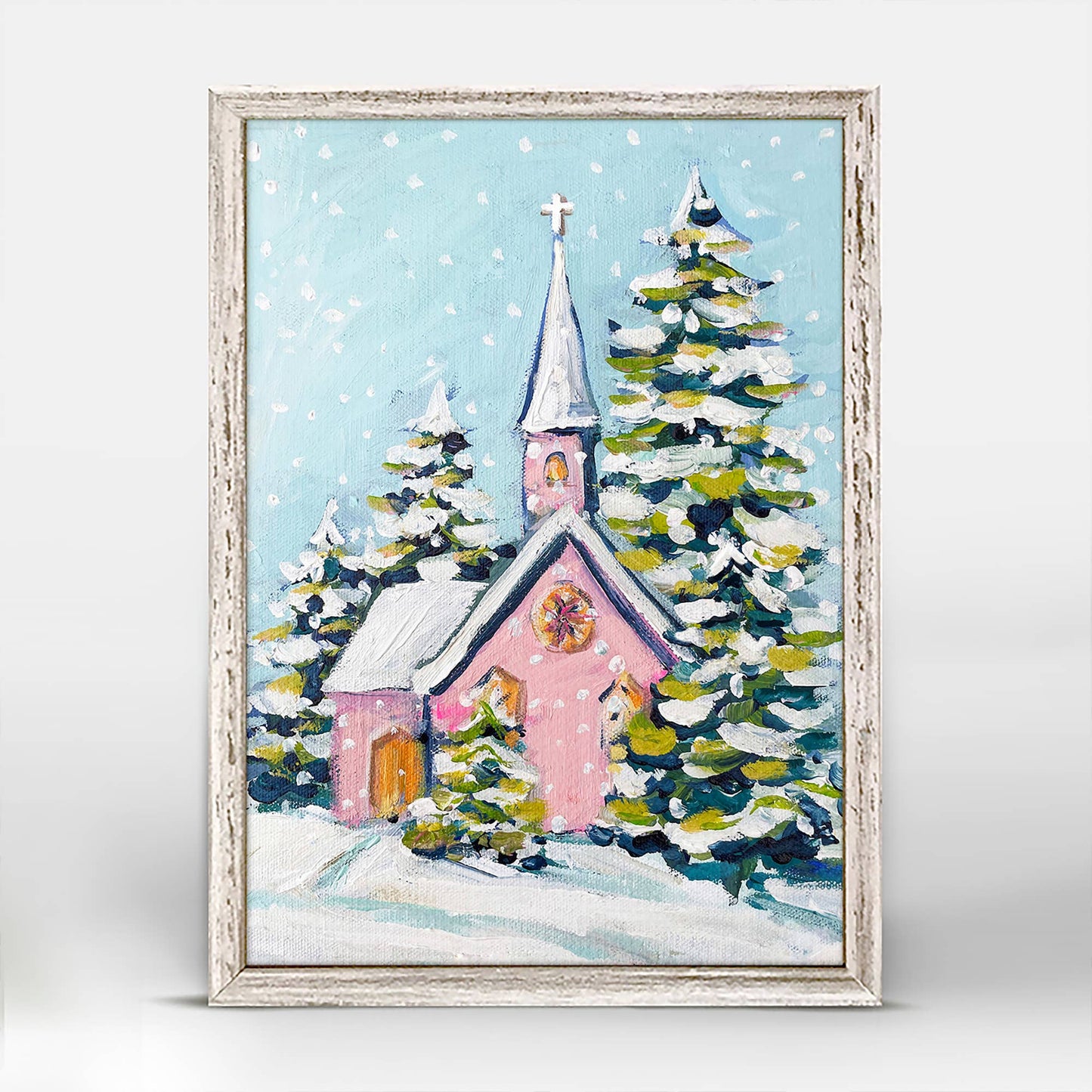 Holiday - Christmas Church Mini Framed Canvas