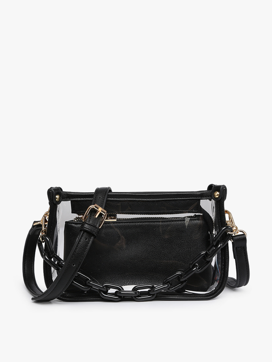 Stadium Jessica Clear Crossbody w/ Chain -Three Colors