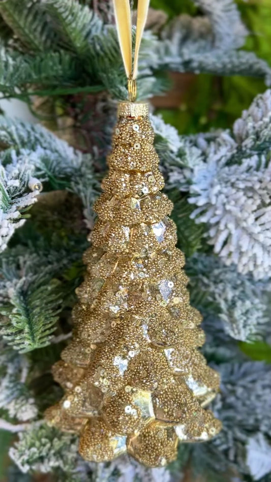 7"Gold Sequin Tree Ornament