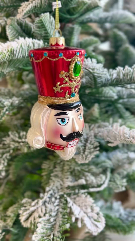 Glass Nutcracker Ornament, 3 color options