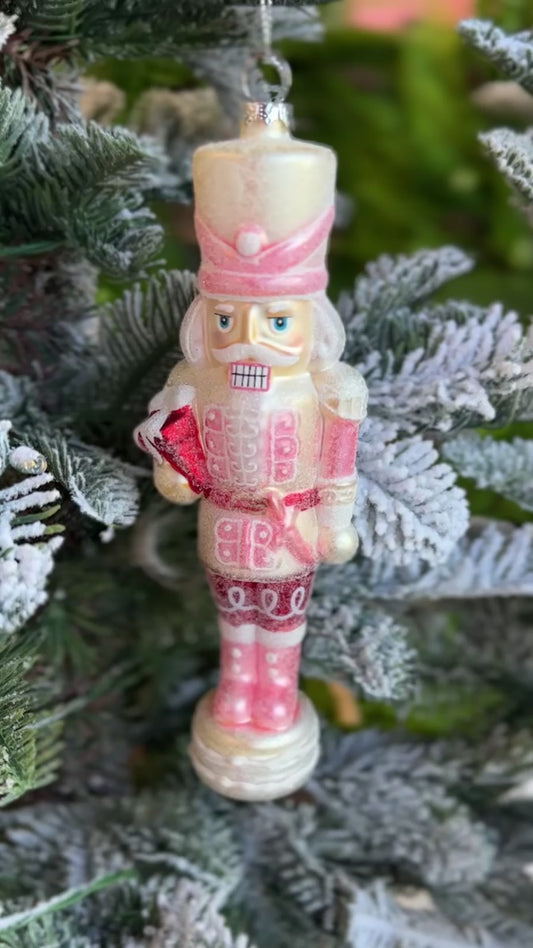 7" Glitter Nutcracker Glass Ornament