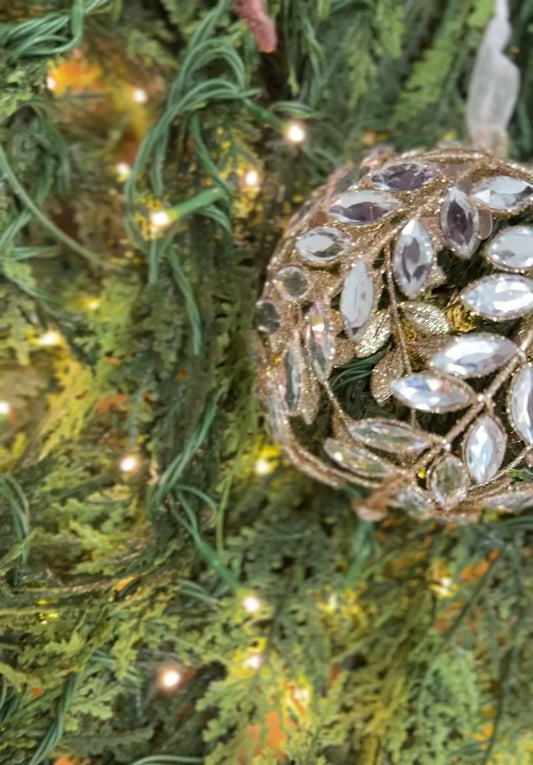 4.5" Clear Jeweled Vine Ball Ornament