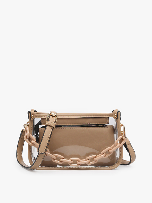 Stadium Jessica Clear Crossbody w/ Chain -Three Colors